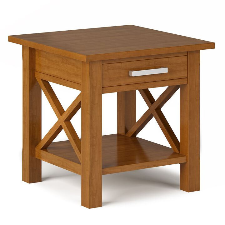 Simpli Home Kitchener Solid Wood End Table In Light Golden Brown