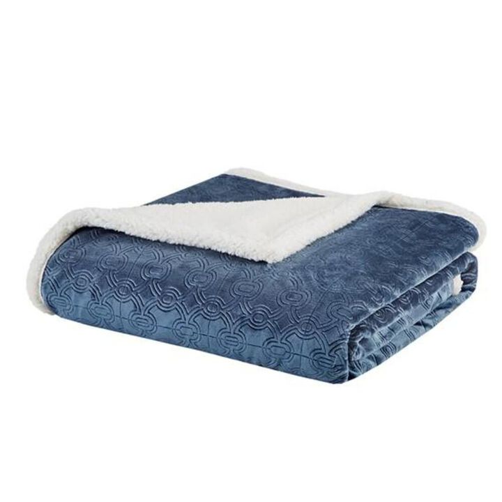 Belen Kox Luxe Blue Cove Oversized Textured Plush Throw, Belen Kox