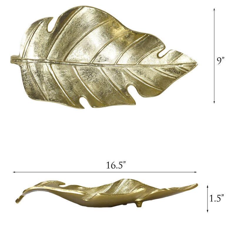 Handmade Decorative Gold Color Coated 6.49 x 3.14 x 0.7 Inches Aluminium Tray 059AB BBH Home's