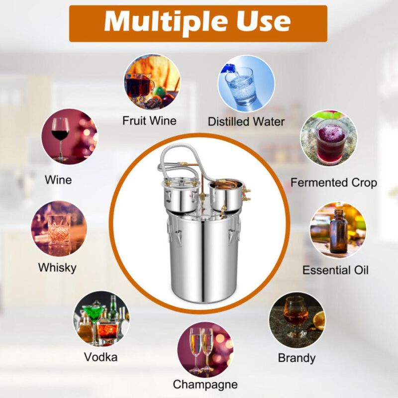 Hivvago 5/10 Gal 22/38 L Water Alcohol Distiller for DIY Whisky