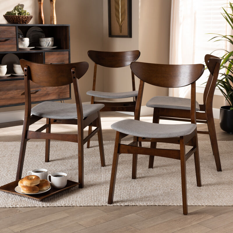 Baxton Studio Parlin  Transitional Grey Fabric Upholstered Wood 4 Piece Dining Chair Set