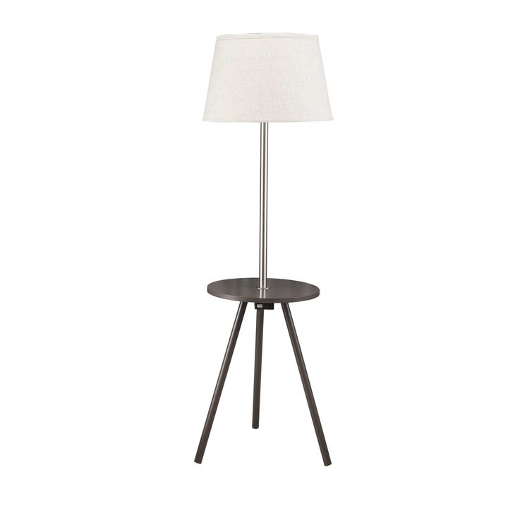 57" Round Sofa Side Table with Lamp And Power Station (1.56/9.9)