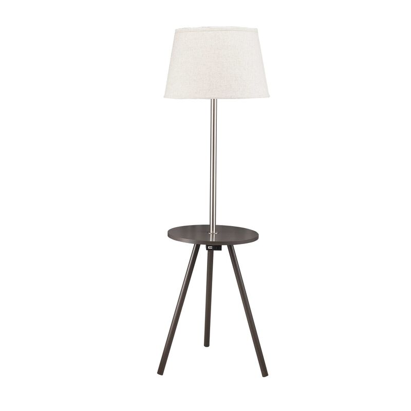 57" Round Sofa Side Table with Lamp And Power Station (1.56/9.9)