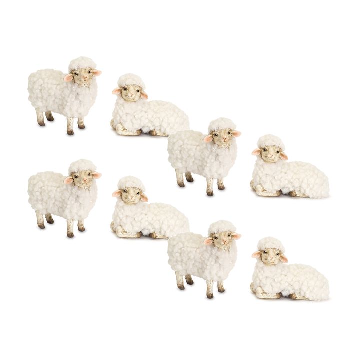 Decorative Resin Sheep Set of 8 for Country and Seasonal Display