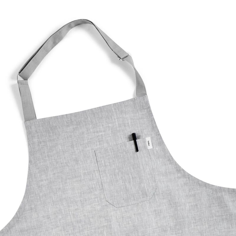Solino Home 100% Pure Linen Bib Apron 33 x 30 Inch