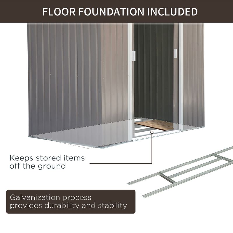Compact Garden Vault: 7'x4' Grey/White Metal Utility Storage Shed