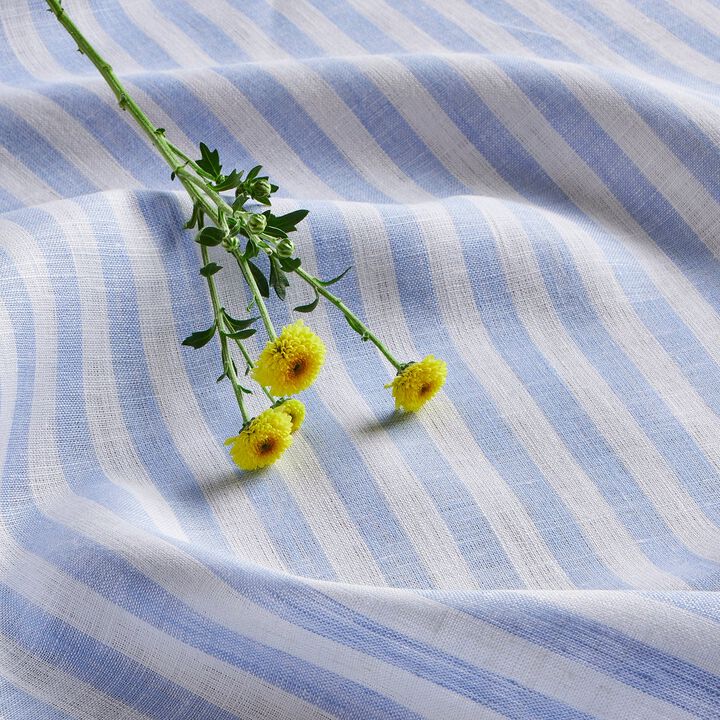 Solino Home 100% Pure Linen Table Throw 52 x 52 Inch | Amalfi Stripe