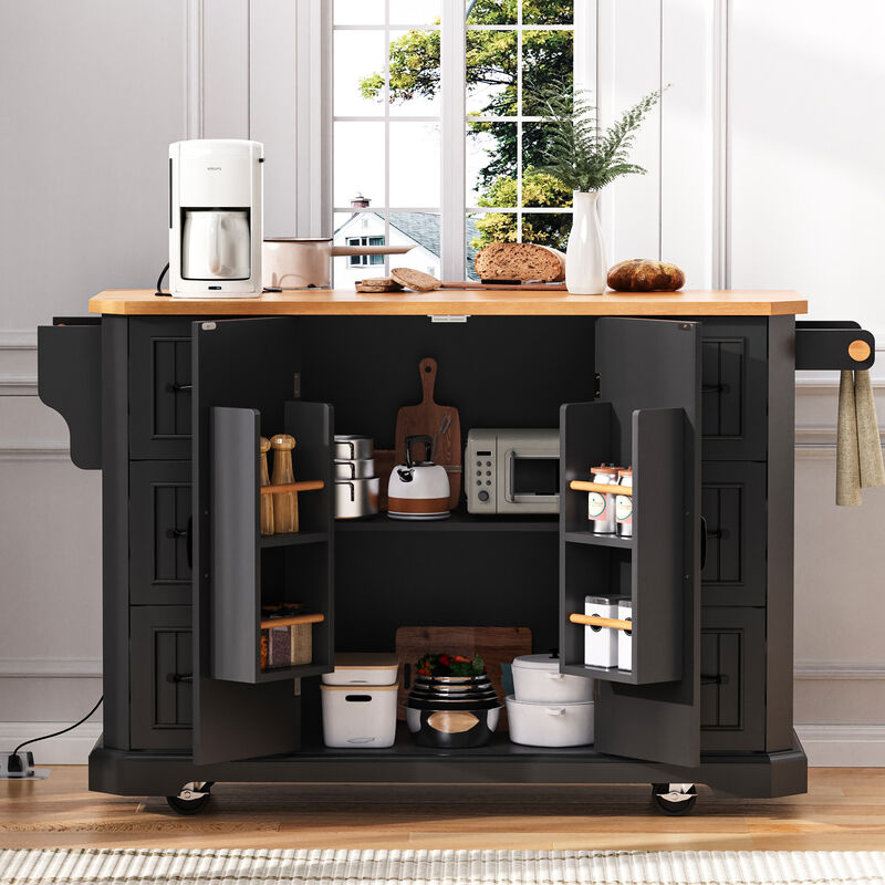 Merax Rolling Kitchen Island  Cart with Power Outlet