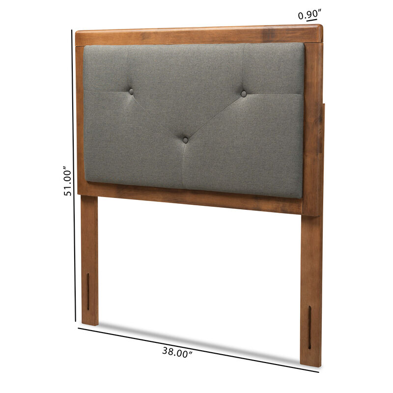 Baxton Studio Abner Modern Transitional Grey Fabric Upholstered Wood Twin Size Headboard