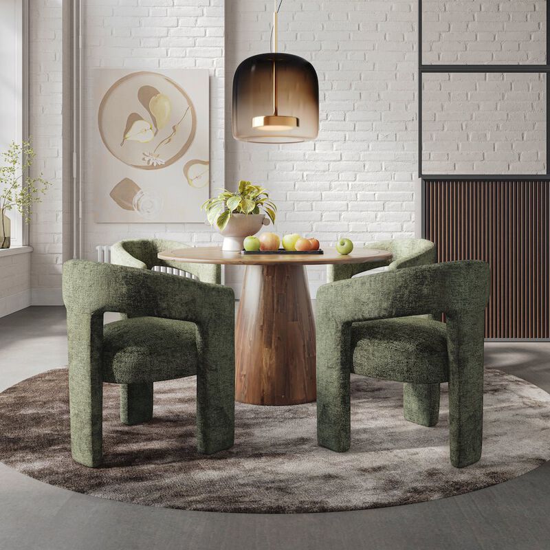 Jofran Gwen Luxury Mid-Century Modern Five Piece Dining Set with Upholstered Chairs