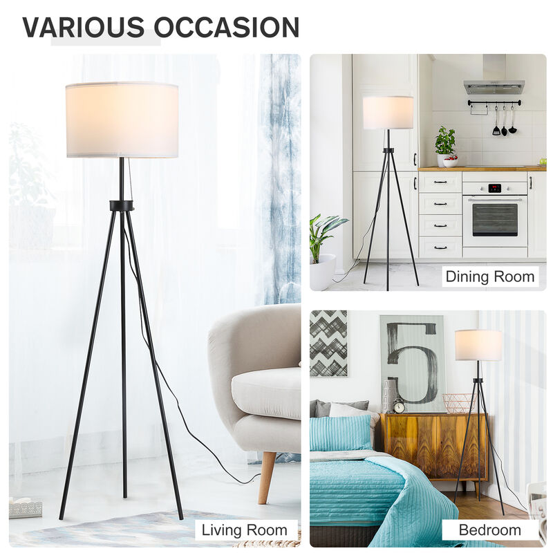 Modern Tall Floor Reading Light Fixture with Footswitch Pedal