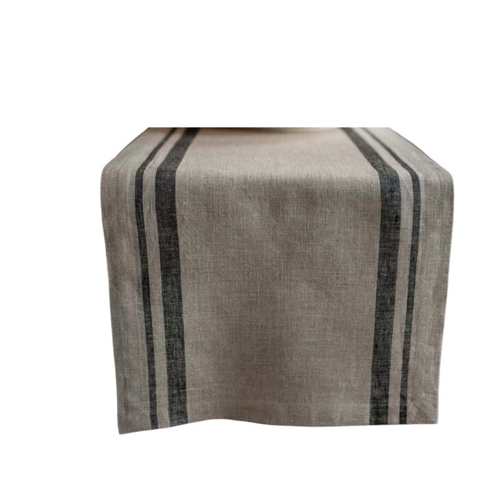 Solino Home 100% Pure Linen Table Runner | French Stripe