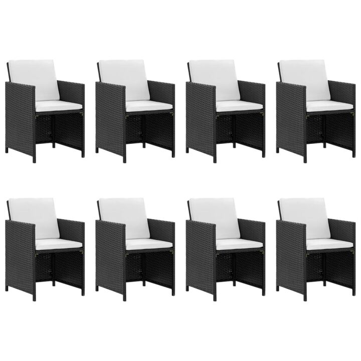 vidaXL 13 Piece Outdoor Dining Set with Cushions Poly Rattan Black