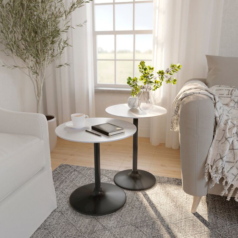 Jofran Camille Solid Marble and Iron Modern Luxury Accent Tables (Set of 2)