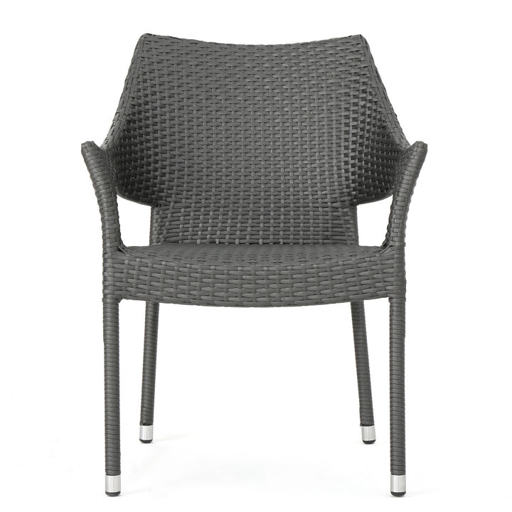 Merax PE Wicker Armchair Dining Lounge Chairs for Outdoor Indoor ( 1 PCS)