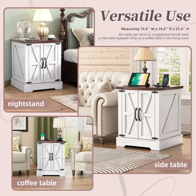 Merax Versatile Side Table End Table with Charging Statio