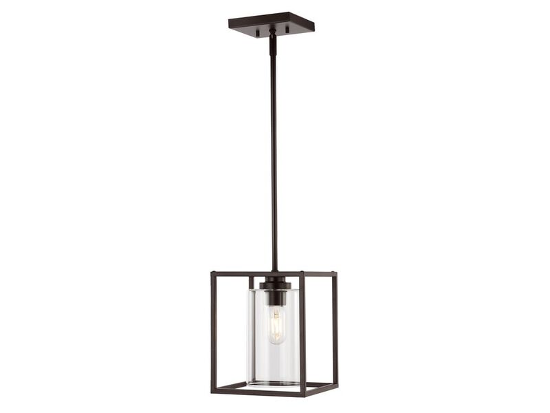Quinn 1-Light Industrial Farmhouse Iron/Glass LED Pendant