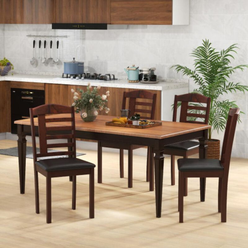 Hivvago Set of 2 Wood Kitchen Chairs with Faux Leather Upholstered Seat