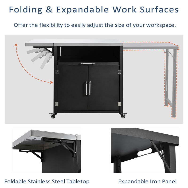 Merax Kitchen Island with Expandable Work Surfaces