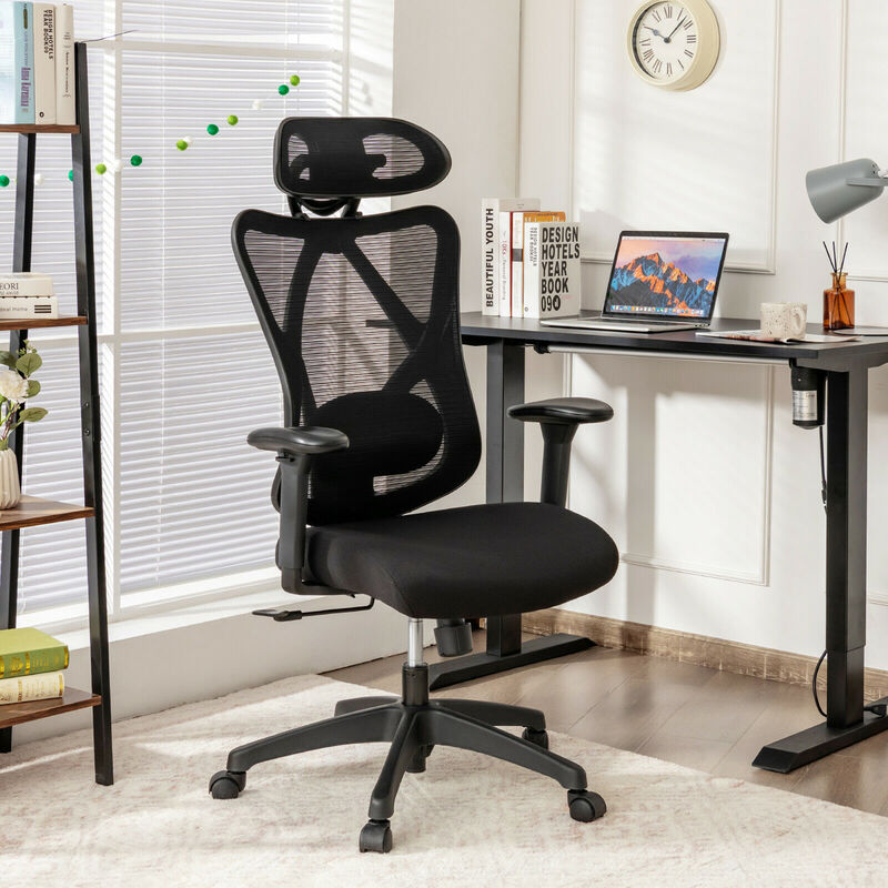 Costway Reclining Mesh Office Chair Swivel Chair w/ Adjustable Lumbar Support