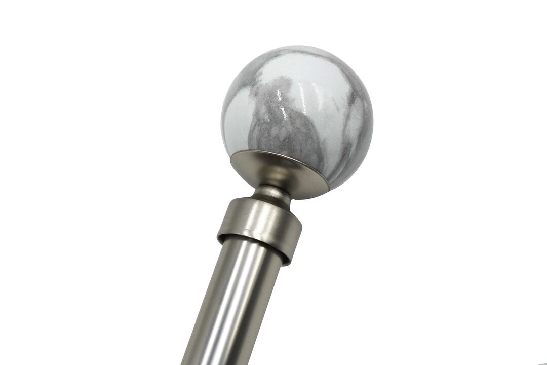 Linen Avenue Grey Marble Double Window Curtain Rod Set
