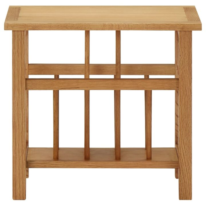 vidaXL Magazine Table 17.7"x10.6"x16.5" Solid Oak Wood