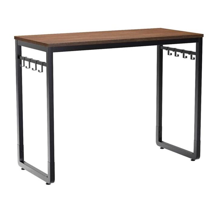 Hivvago Industrial Black Metal Frame Computer Desk with Wood Top