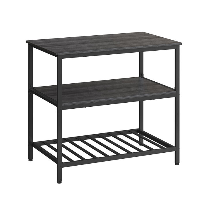 Kitchen Island with 3 Shelves & Large Worktop