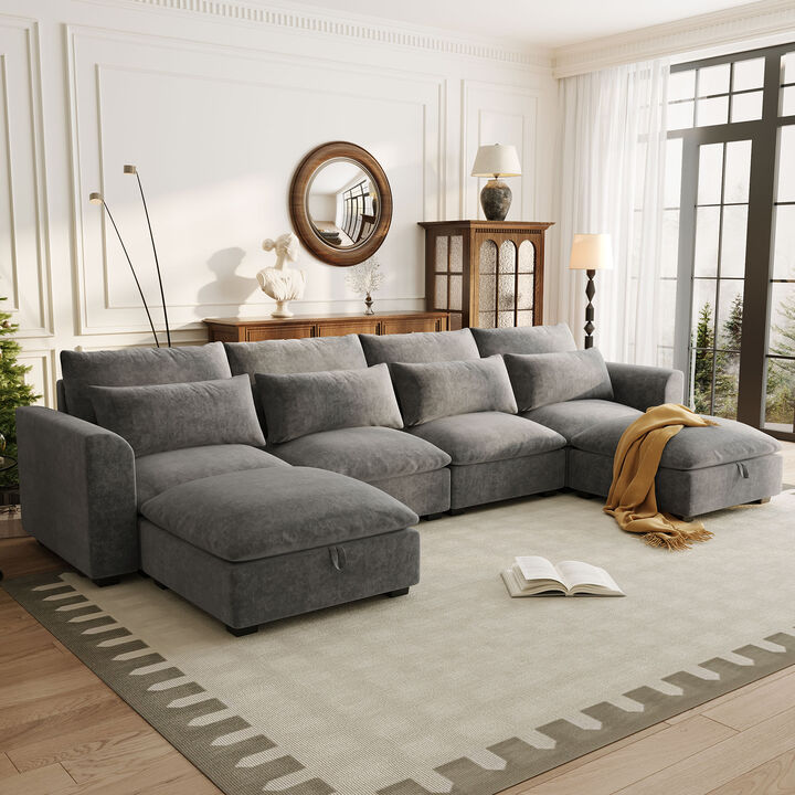 Merax Modular Corner Sofa with 2 Ottomans