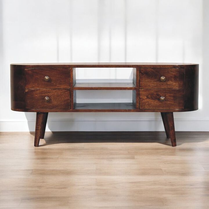 Artisan Furniture Solid Wood California Walnut Rounded Entertainment Unit