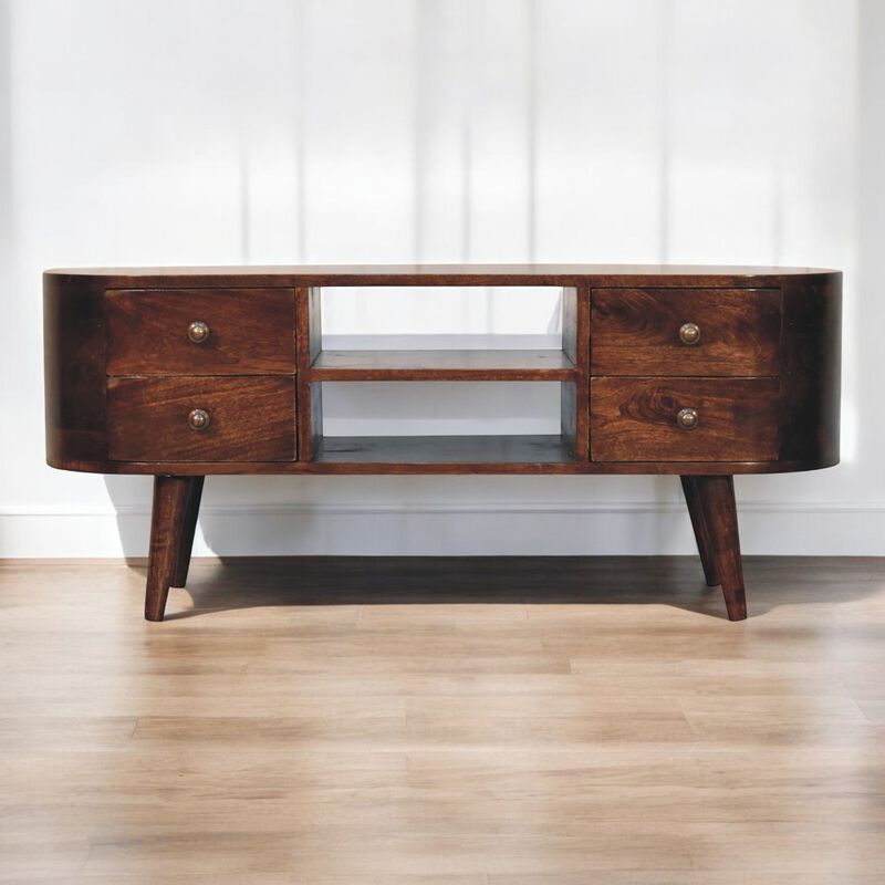 Artisan Furniture Solid Wood California Walnut Rounded Entertainment Unit