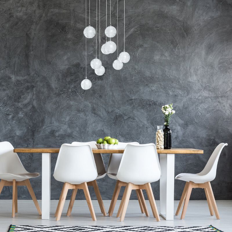 Spheres Chandelier Chrome Metal and Crystal 9 LED Lights