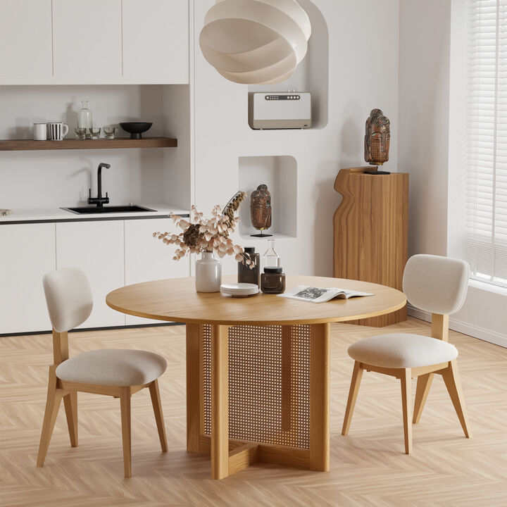 52 Cinna Modern Walnut Oak Wood Round Dining Table （Seats 6）