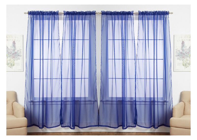 J&V TEXTILES Solid Sheer Window Curtain Panels- Set of 4