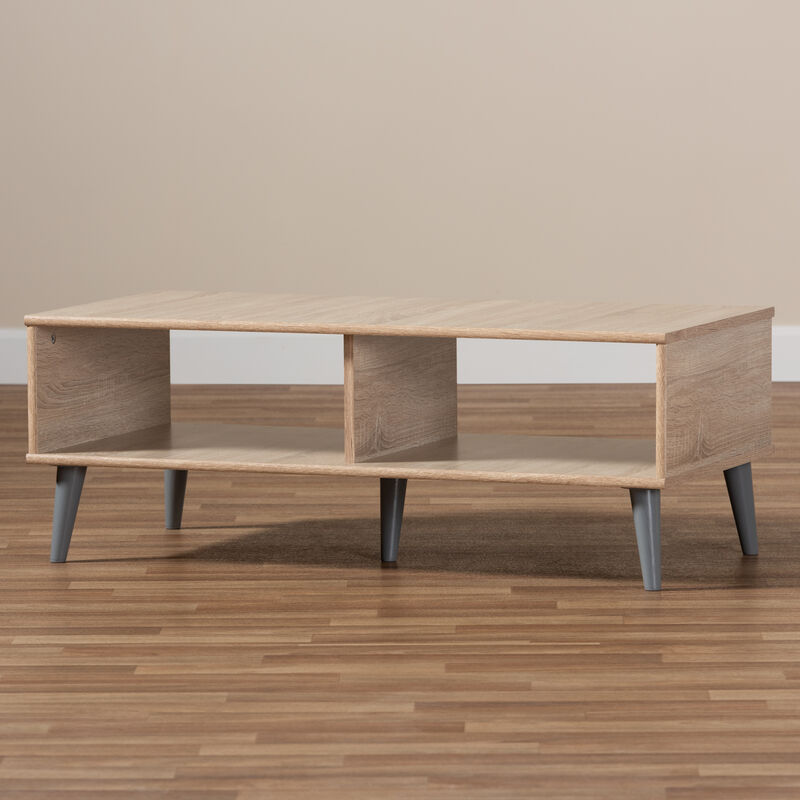 Baxton Studio Pierre Mid Century Modern Oak Wood Coffee Table