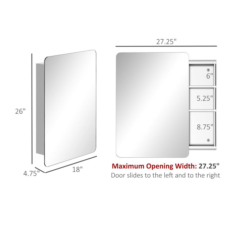 Mirrored Bathroom Cabinet: 18"x26" Stainless Steel Wall Organizer