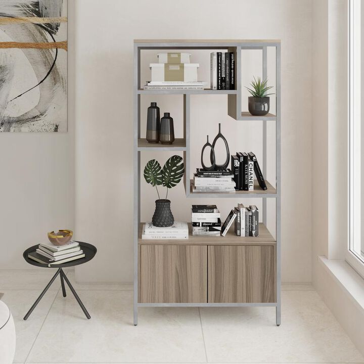 Techni Mobili Oak Storage Rack with  door cabinet