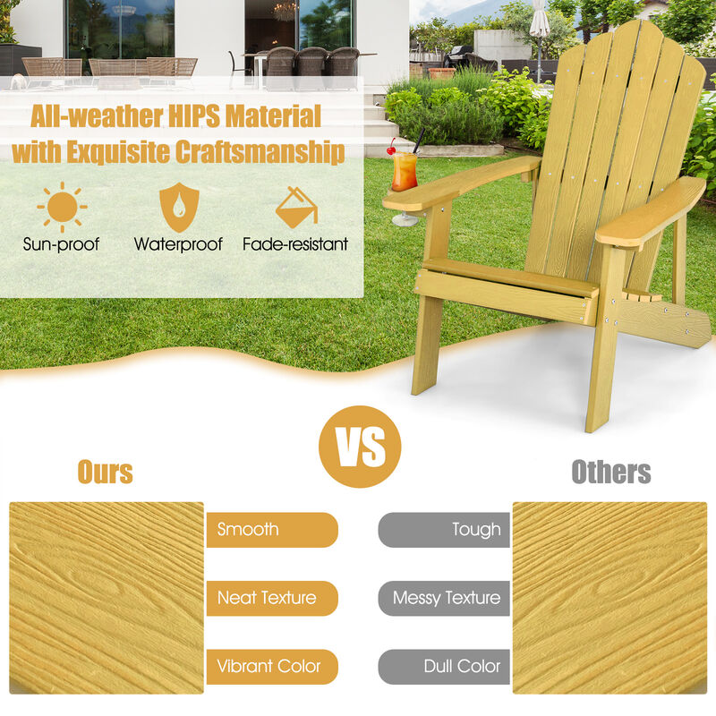 Weather Resistant HIPS Outdoor Adirondack Chair with Cup Holder