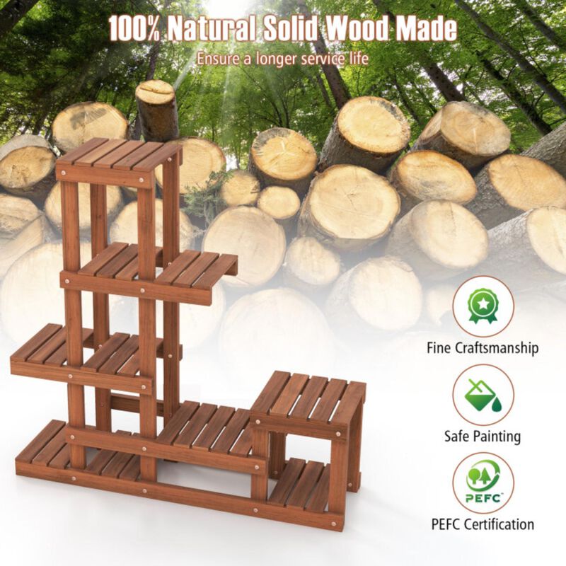 Hivvago 6 Tier Wood Plant Stand with High Low Structure