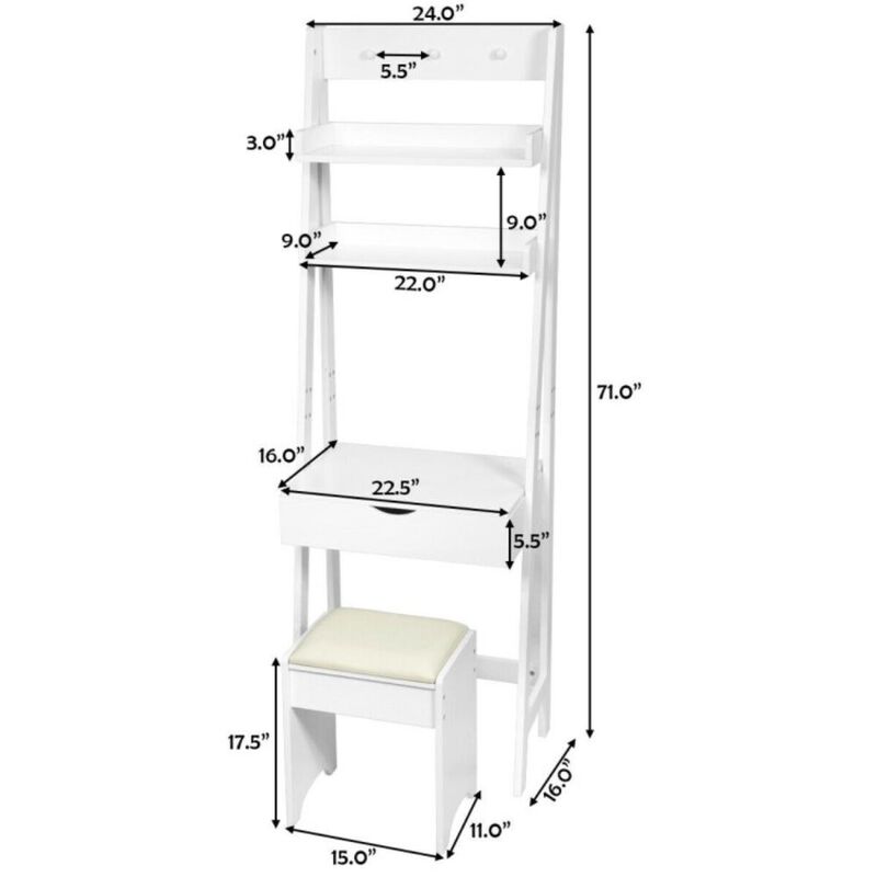 Hivvago 3-in-1 Modern Shelf Vanity Set with Flip Top Mirror and 6 Makeup Organizers