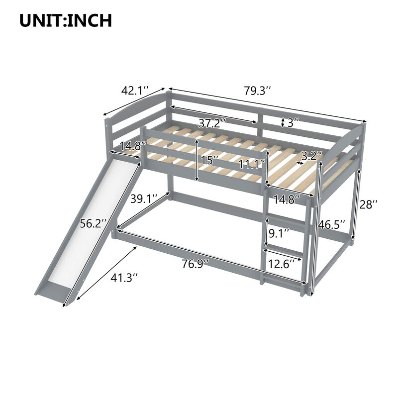Merax Twin over Twin Bunk Bed with Convertible Slide and Ladder