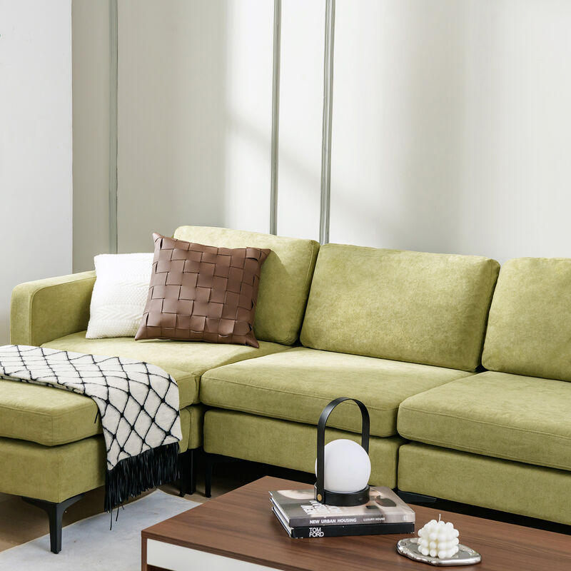 Modular L-Shaped Sectional Sofa with Reversible Chaise and 2 USB Ports for Living Room Comfort