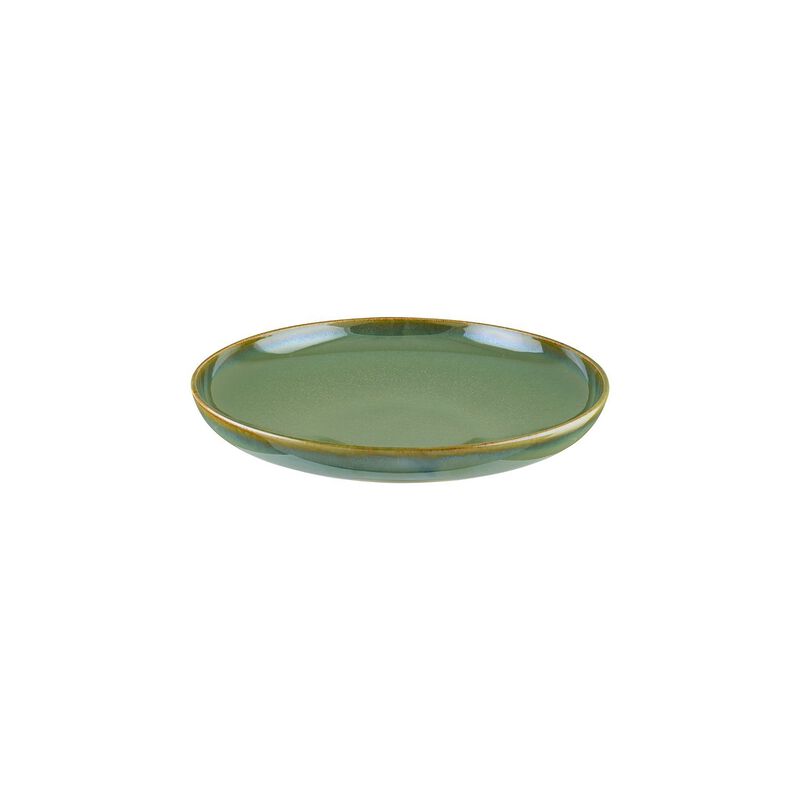 Sage dia.10.75" h:2.25" Round Green Porcelain Deep Plate