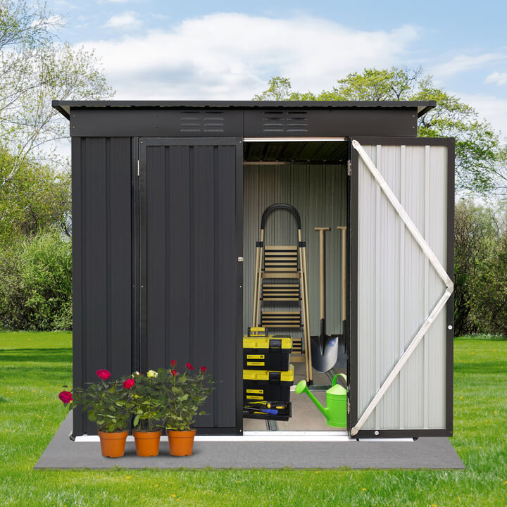 Metal Garden Sheds 4FTx6FT Outdoor Storage Sheds Black