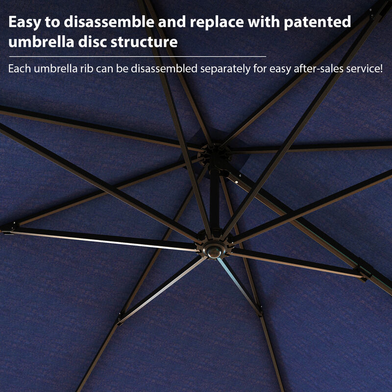 FUFU&GAGA 15ft Beige Cantilever Patio Umbrella | Heavy-Duty Outdoor Sunshade with Rotating Base