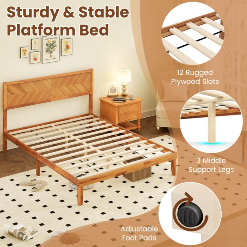 Bed Frame with Headboard and Storage Space for Practical and Stylish Bedroom Organization