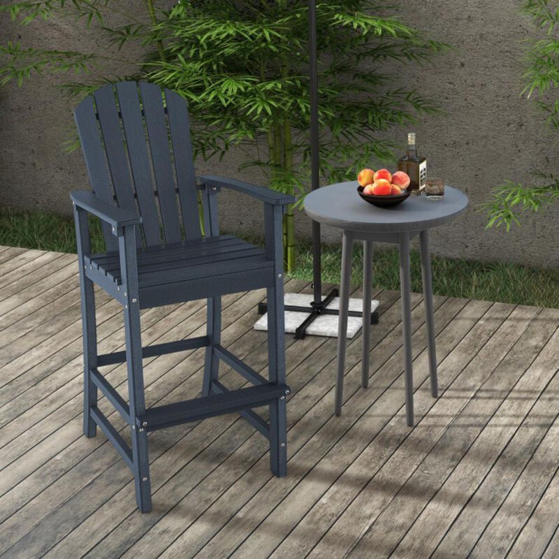 Hivvago 30 Inches Counter Height Outdoor HDPE Bar Stool with Armrests and Footrest