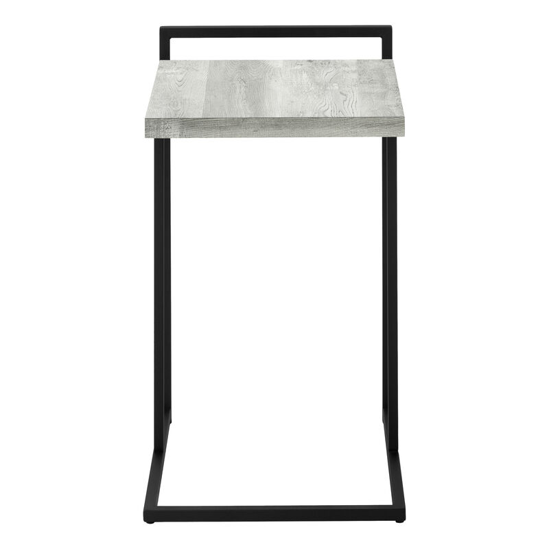 Monarch Specialties I 3631 Accent Table, C-shaped, End, Side, Snack, Living Room, Bedroom, Metal, Laminate, Grey, Black, Contemporary, Modern