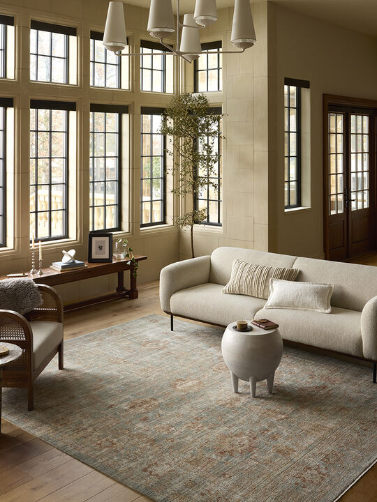 Heritage HER-06 Aqua / Terracotta 18" x 18" Sample Rug by Patent Pending