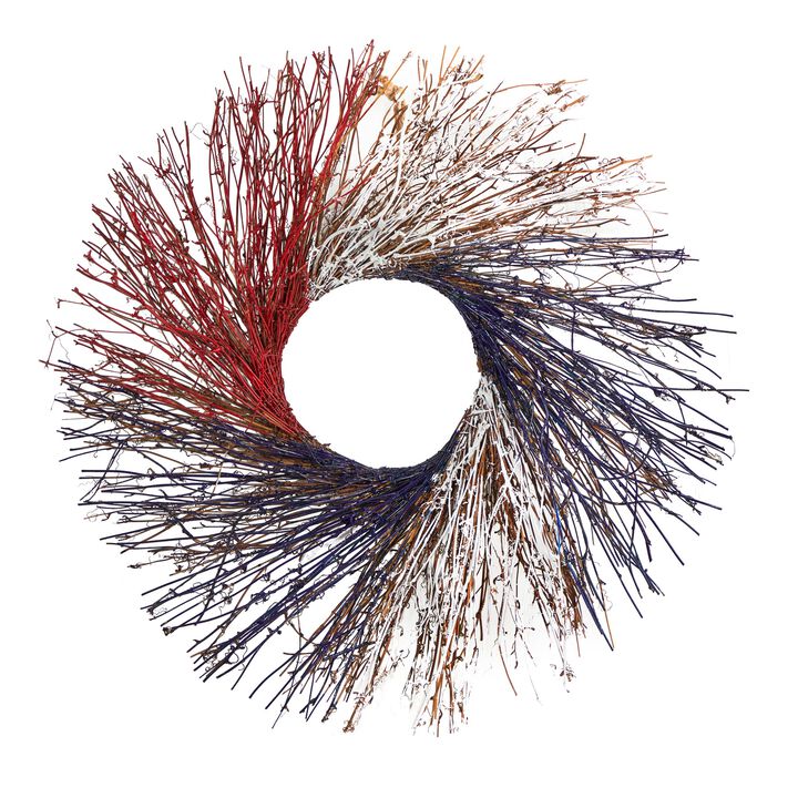 Hivvago 24" Americana Twig Wreath Red White and Blue
